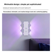 Appliques murales modernes 6 LED œil de chat avec capteur d'ondulation d'eau, design ambiant blanc chaud, veilleuse 3W à intensité variable pour usage domestique