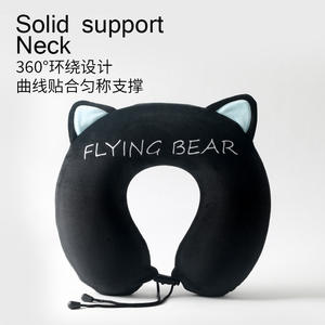 Oreiller de voyage en mousse à mémoire de forme Flying Bear en forme de U avec oreilles de chat pour un soutien optimal - Product Image 2