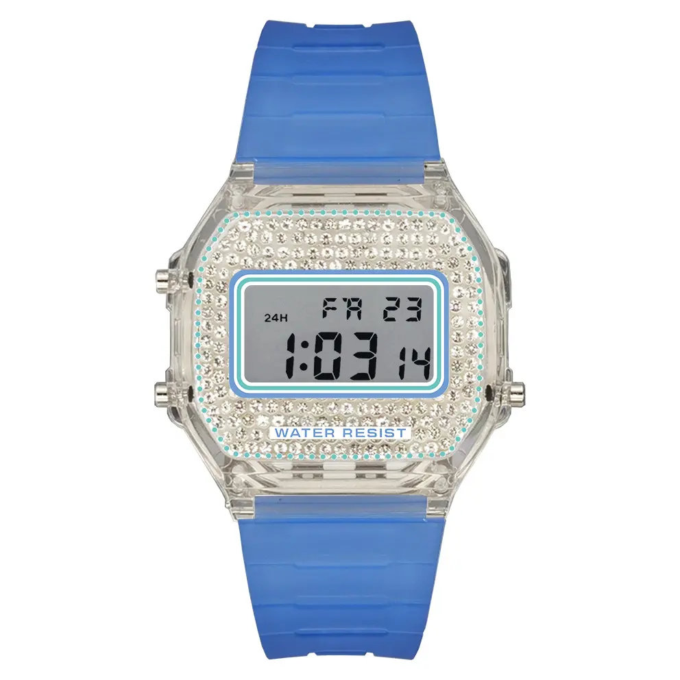 Classic Fashion Women Digital Watches 7 for Fitness Silver Gold Blue Custom Blood Design Digital Wrist Watch