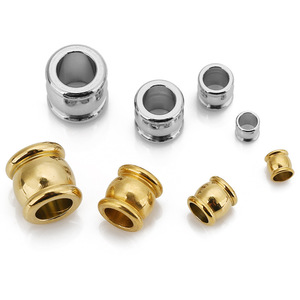 Stainless Steel Barrel Beads for Leather Cord Bracelets | Gold & Silver Plated <b>Spacer</b> Beads | Jewelry DIY Accessories - Product Image 3