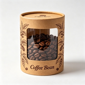 Recycled Kraft Paper Tube <b>Clear</b> PVC Cylinder Aluminum Foil Lined Food Coffee Bean Gift Packaging <b>Box</b> - Product Image 5