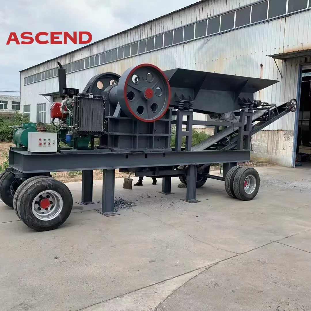 Tralier jaw crusher with high efficiency crusher marble gold copper ore mobile diesel engine jaw crusher