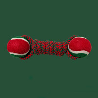 Jouet à mâcher pour chien en corde de coton durable et écologique, balle de tennis qui couine pour Noël, jouet d'entraînement pour animaux de compagnie pour les mâchoires agressives