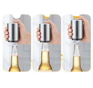 Abridor de Botellas de Cerveza Premium de Acero Inoxidable, Abridor Automático de Tapas de Botella con Sistema de Presión - Product Image 2
