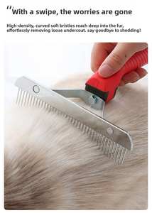 Golden Retriever, Husky, Pastor Alemán, cepillo de Peine de acero para el cuidado de mascotas, cepillo de limpieza de baño ecológico para baño grande y <span class=keywords><strong>largo</strong></span> - Product Image 5