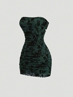 Robe fourreau moulante sexy style européen et américain, mini-jupe en maille transparente floquée coupe ajustée