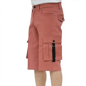 Shorts cargo pour homme, couleur unie, style bermuda, décontracté, avec poches, taille mi-haute, fermeture boutonnée - Product Image 1