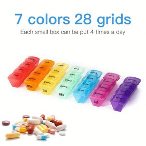 Portable Plastic Weekly Pill Storage Box, 28-Compartment Round Dispenser <b>for</b> Medications, Easy-to-Carry & Organized Custom Logo - Product Image 2