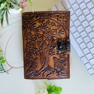 Loup sous arbre en cuir Journal loup Journal livre d'ombres Vintage véritable livre de orthographe Antique carnet - Product Image 2