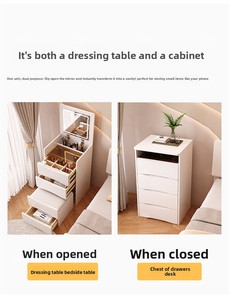 Cómoda Blanca de Estilo Nórdico para Dormitorio, Espejo Plegable, Tocador con Espejo y Luz para Maquillaje - Product Image 2