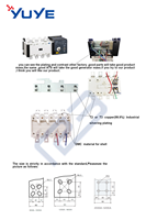123 YUYE Saklar Transfer Otomatis ATS 1000A Saklar Pengalih Generator OEM ODM 4P 400V Buatan Cina Kualitas Tinggi