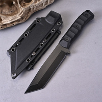 Couteau droit à lame fixe avec manche en plastique durable, pour bushcraft, sculpture, préparation du feu, camping, chasse, activités de plein air, avec étui en nylon
