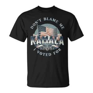 No me culpes, voté por Kamala, camiseta vintage negra, talla unisex para adultos - Product Image 1