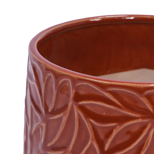 Pot de fleurs en céramique MDJ, rond, rouge brillant, pour plantes d'intérieur et d'extérieur, design moderne rustique, décoration de la maison, 8,07 pouces de diamètre, 5,91 pouces de profondeur - Product Image 6