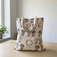 Sac fourre-tout en toile léger et minimaliste à imprimé éléphant avec poche, idéal pour l'étude, le shopping, les activités de plein air, personnalisable ODM/OEM