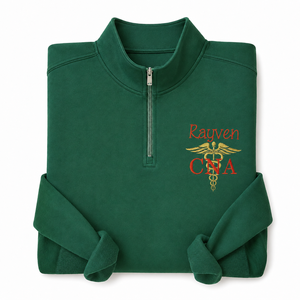 Sudadera con cremallera de cuarto de cierre, personalizada, con bordado de Caduceo CNA, antiencogimiento, para invierno y otoño, para dropshipping POD en Etsy y Shopify - Product Image 2