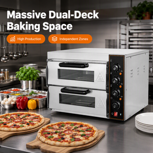 Horno de Pizza Eléctrico Comercial de Doble Cámara, 3kW, 220V, para Mostrador, Ideal para Pizzerías, Cafeterías, Restaurantes, Bares y Cocinas - Product Image 4