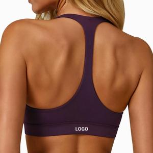 Premium Plum Halter Sports <b>Bra</b> with Square Neckline <b>Open</b> Back and High Stretch Fabric for Yoga Pilates and Activewear Brands - Product Image 3