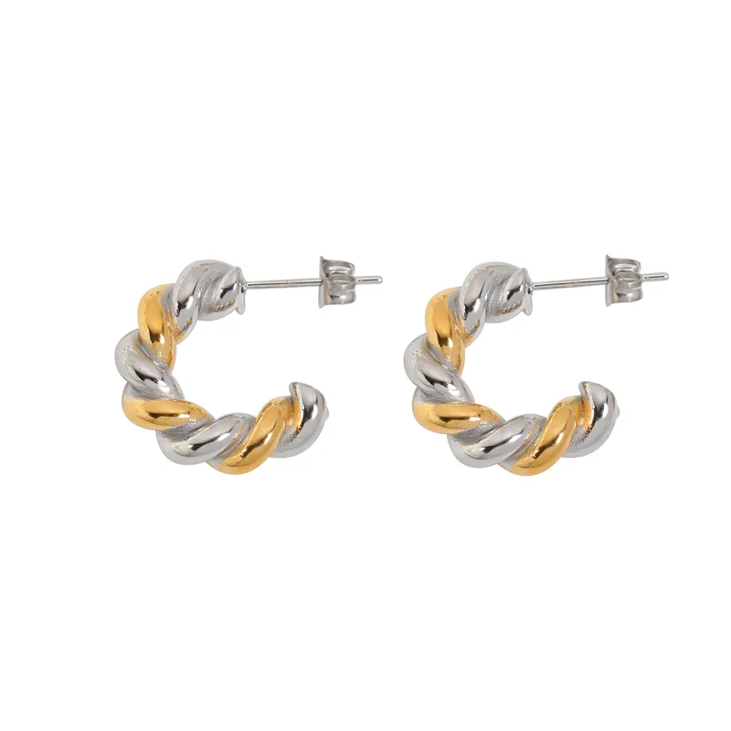 Gold & Silber C Seil kette Edelstahl Creolen Anlauf frei & wasserdicht 18 Karat vergoldet Basic Fashion Jewelry