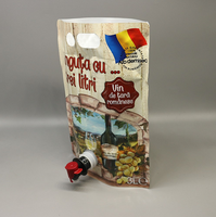 Pochette à bec verseur personnalisée avec poignée, sac d'emballage liquide autoportant avec robinet pour vin, cocktails et boissons