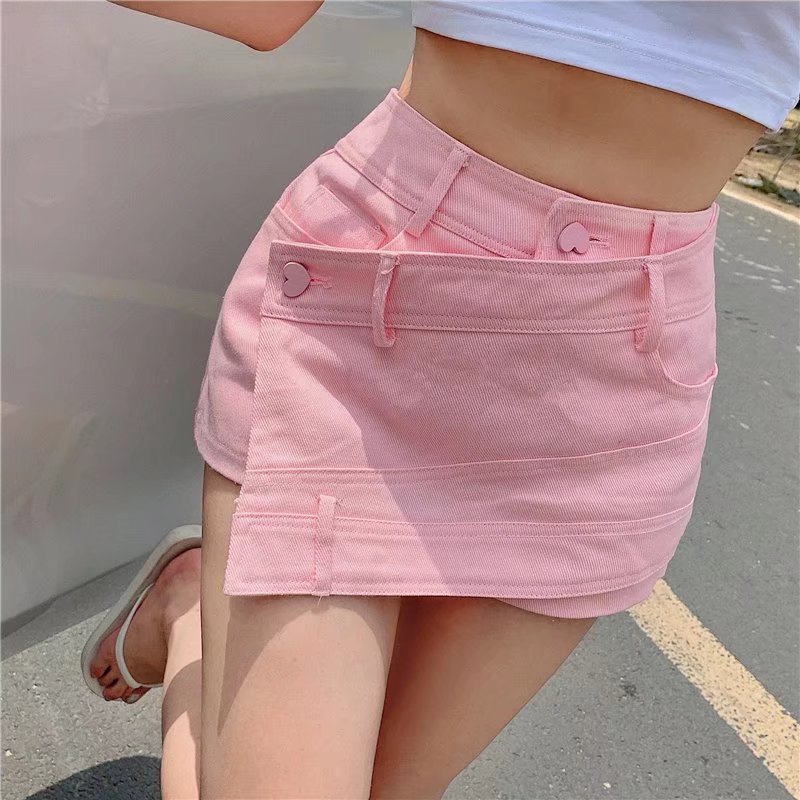 Pink Denim Skirt Hot Pink Mini Skirt Plus Size Smak Parlour Plus