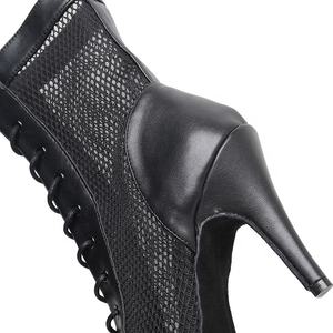 Bottes de <span class=keywords><strong>danse</strong></span> à talons hauts confortables de qualité supérieure dernières nouvelles chevilles et chaussons <span class=keywords><strong>jazz</strong></span> à lacets en maille noire - Product Image 5