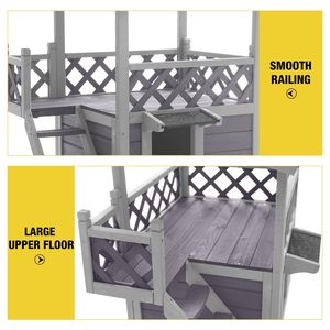 Rumah Hewan Peliharaan 2 Lantai Indoor/Outdoor Grosir Dengan Tangga Rumah Anjing Kayu Solid Rumah Kucing Indoor Mewah - Product Image 6