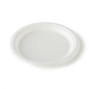 Assiettes jetables rondes blanches moulées en bagasse de canne à sucre biodégradable, tailles 9''/10''/12'' - Product Image 2