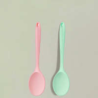 Armrouns Lot de 2 cuillères mélangeuses en silicone, 27,4 cm, grandes, résistantes à la chaleur, antiadhésives, sans BPA, compatibles lave-vaisselle, vert rose, pour la cuisine