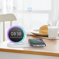 Nouveau chargeur sans fil 3-en-1 en plastique LED de bureau 15W DC, charge rapide, station de charge pliable, réveil, haut-parleur sans fil