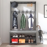Muebles para el Hogar al por Mayor de Fábrica: Perchero Multifuncional de Acero con Colgador y Banco para Cambio de Zapatos