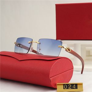 Lunettes de soleil tendance pour hommes, sans monture, rectangulaires, avec logo personnalisé, verres dégradés UV400 effet océan, monture imitation bois, modèle 024 - Product Image 4
