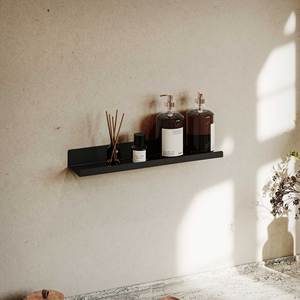 Étagère murale en métal Helga, noir mat, acier thermolaqué, style industriel moderne, pour salon et cuisine - Product Image 1