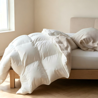 Couette en plumes taille Queen toutes saisons, insert de couette blanc ultra doux avec housse en coton moelleuse et respirante, lavable en machine