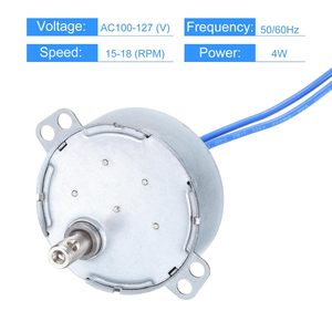 มอเตอร์ซิงโครนัสเฟสเดียวขนาดเล็ก TYC-50 115/120V AC 15-18 รอบต่อนาที แกนหมุนทวนเข็มนาฬิกา 4W เกียร์ 1.5 กก.ซม. อัตราทดเฟือง - Product Image 4