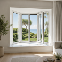 Fenêtre à battant en aluminium à double vitrage moderne HUACAI avec panneau de verre fixe pour projet de villa en Indonésie