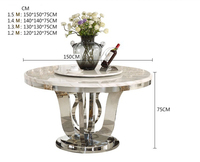 Table à manger ronde en marbre minimaliste moderne Style européen Table à manger en acier inoxydable Meubles avec plateau tournant