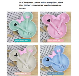 Grand ensemble de 3 assiettes pour bébé en forme de <span class=keywords><strong>Minnie</strong></span> Mouse, en bambou, avec fourchette et cuillère - Product Image 4