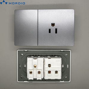 Enchufe de Pared Multifuncional Delgado con Interruptor, Gris Sudamericano, Tecla Grande, 1 Gang, 3 Pines, Fuente de Alimentación - Product Image 1