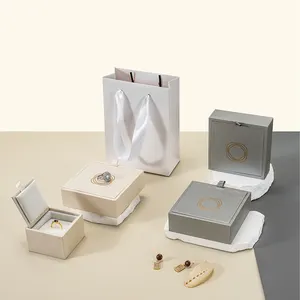 Free Sample Wholesale Custom Bracelet Necklace Jewellery Packaging Pink White Veined Marble Paper Cardboard Jewelry Gift Box