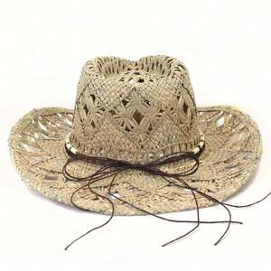 Chapeau de soleil d'été pour hommes et femmes, tissé à la main en paille naturelle, style western cowboy - Product Image 3