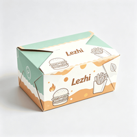 Boîte à emporter pour hamburgers et frites avec poignée, en papier kraft imprimé écologique pour l'emballage de livraison de restauration rapide