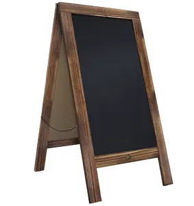 Rustic Brown Solid Pine Wood A-Frame Magnetic Chalk Board Sign Standing restaurant Menu Chalkboard