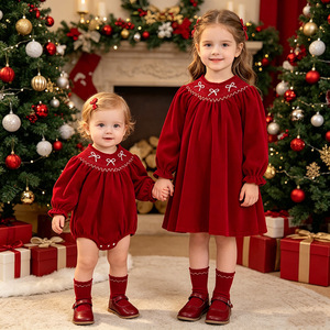 Vestido de estilo navideño <span class=keywords><strong>para</strong></span> bebés <span class=keywords><strong>niñas</strong></span>, manga larga, pelele infantil, conjunto de moda <span class=keywords><strong>para</strong></span> hermanas, gran éxito de ventas - Product Image 2