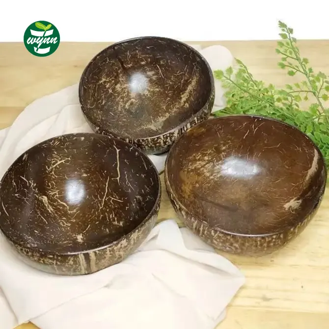 पुन: प्रयोज्य Cookware सेट पर्यावरण के अनुकूल प्राकृतिक रसोई के बर्तन थोक नारियल के खोल कटोरे सलाद कटोरे