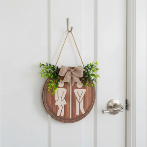 Letrero de puerta decorativo de madera con diseño de animales pintados para baño, estilo rústico, ecológico, para Navidad y graduación, Fujian - Product Image 1