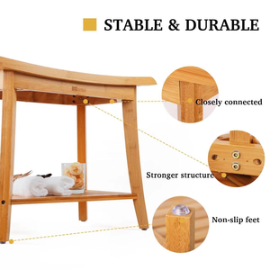 ม้านั่งอาบน้ำไม้ไผ่และไม้สักดีไซน์หรูหราทันสมัย พร้อมที่เก็บของในตัว - Product Image 2