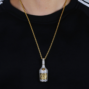 Jialin de ins hiphop helado lleno de diamantes brillo whisky <span class=keywords><strong>vino</strong></span> mini botella de <span class=keywords><strong>vino</strong></span> cz colgante collar - Product Image 4