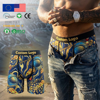 Sous-vêtements pour hommes avec logo personnalisé en gros, imprimé moderne de pizza spatiale et d'astronaute, modal et élasthanne, antibactérien, respirant, boxers et caleçons