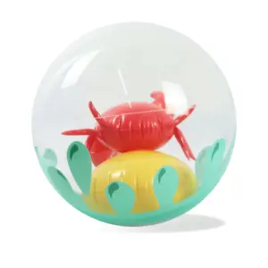 READY STOCK Summer Beach Water Inflatable Toy Ball With Animal Inside 32cm PVC Beach Ball Inflatable For Swimming Pool